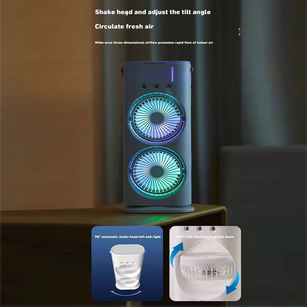 Ventilador torre RGB con doble cabezal luces LED
