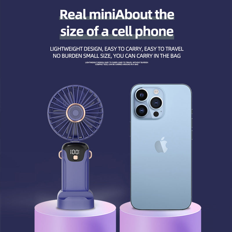 Mini ventilador de mano con pantalla digital