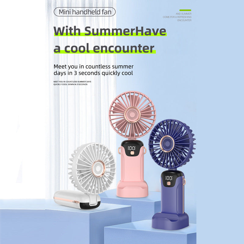 Mini ventilador de mano con pantalla digital