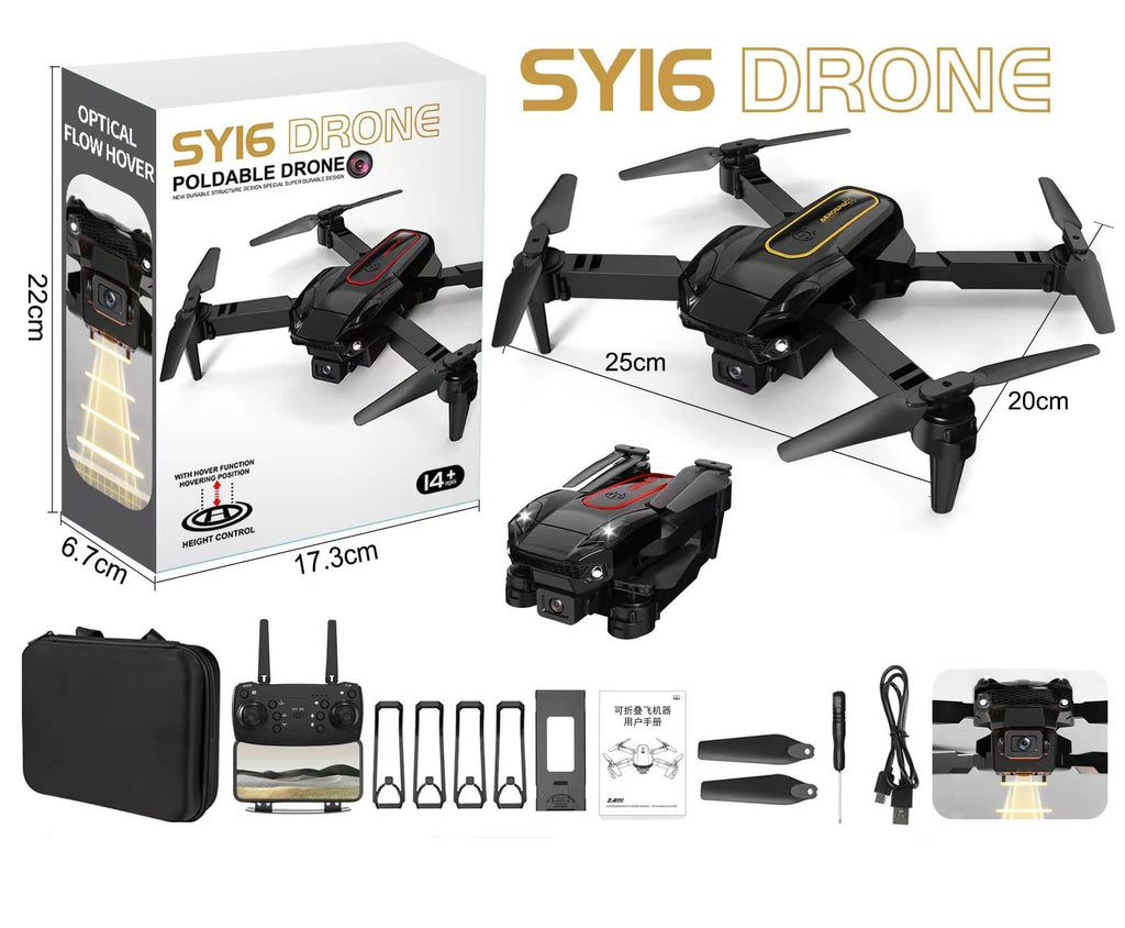 Dron con cámara gran angular y funda