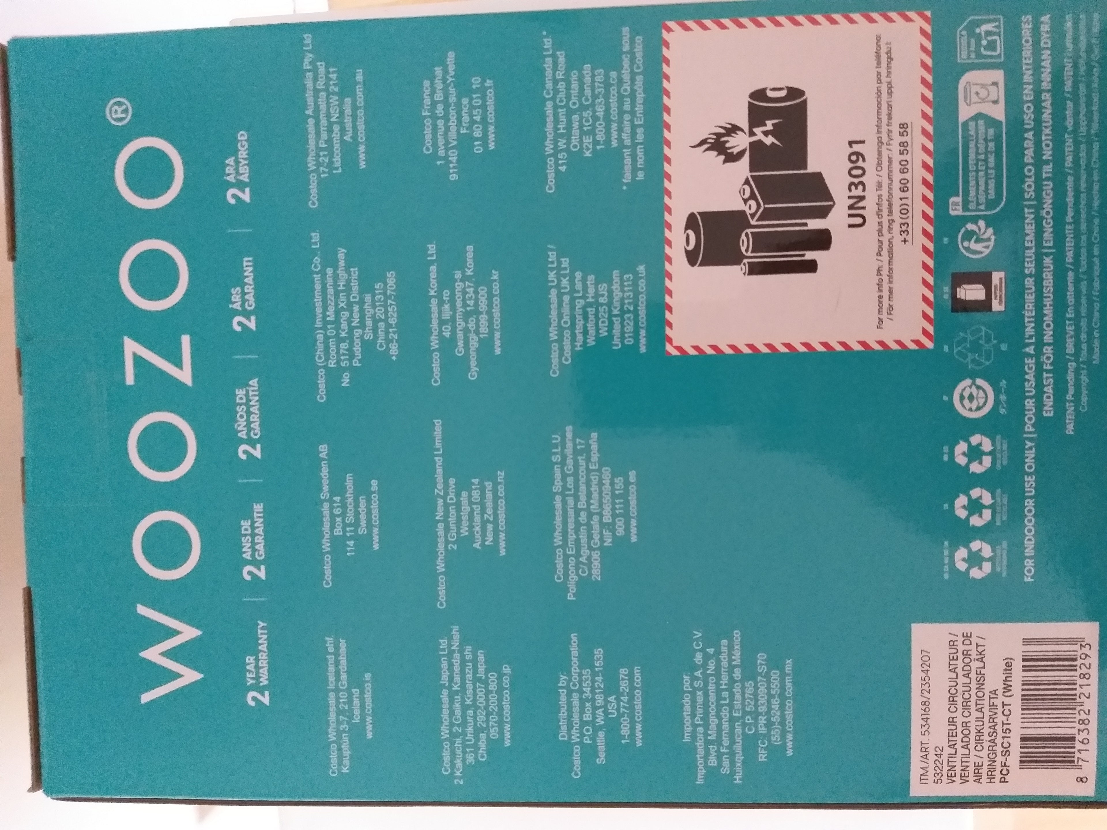 Ventilador circulador WOOZOO nuevo con mando – Muy silencioso