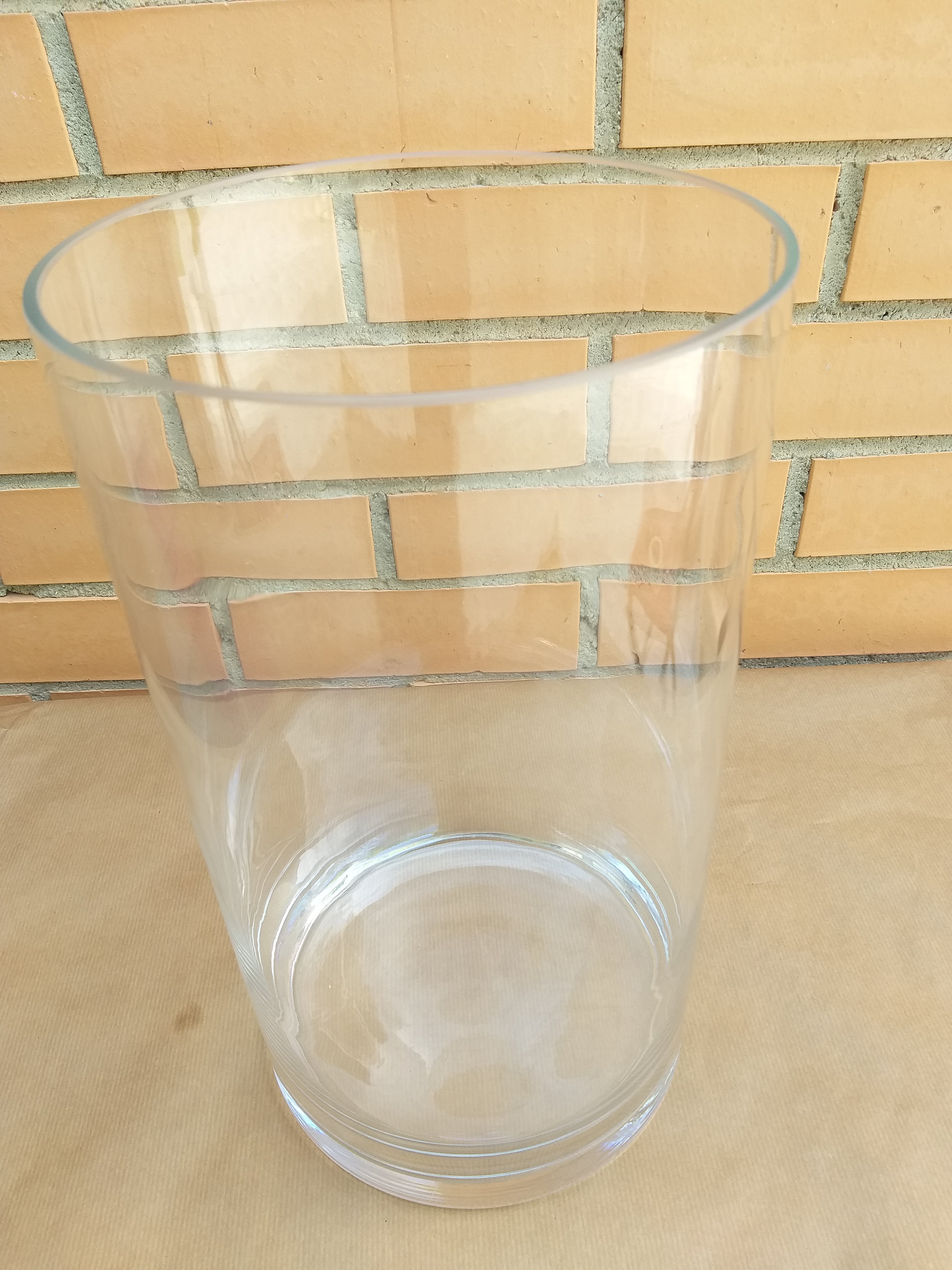 Jarrón grande de cristal transparente 35 cm alto – Diseño moderno elegante