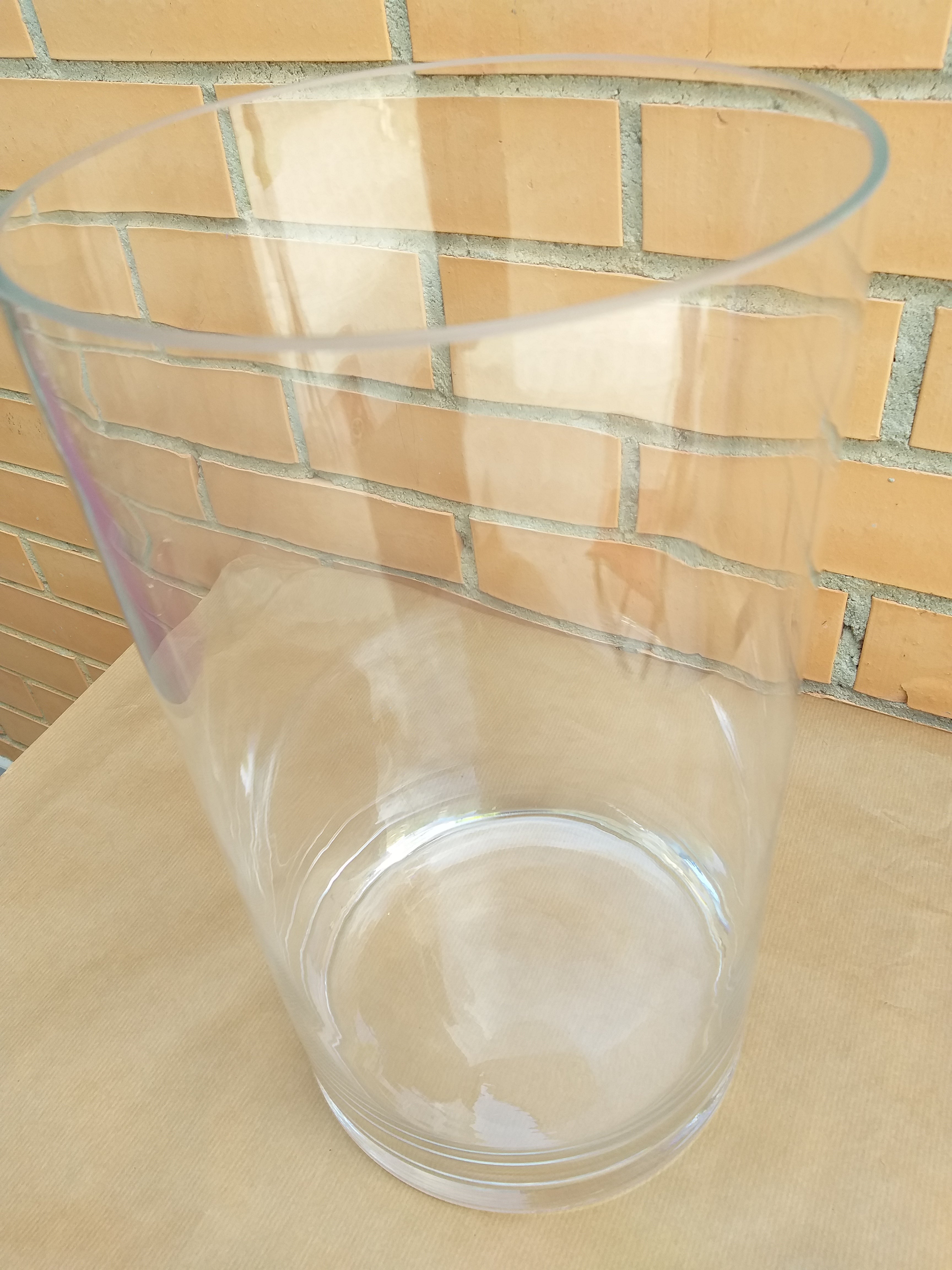 Jarrón grande de cristal transparente 35 cm alto – Diseño moderno elegante