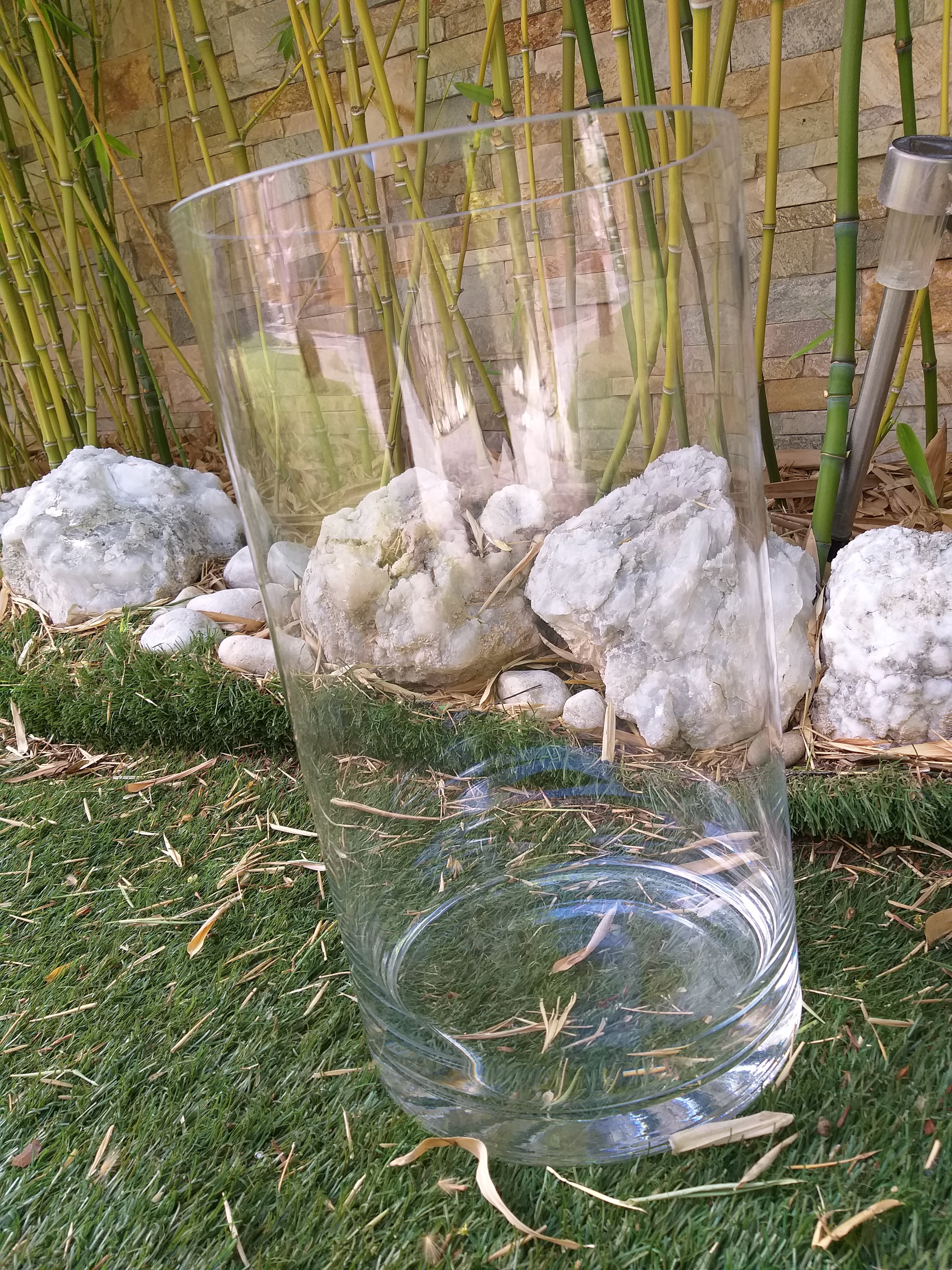Jarrón grande de cristal transparente 35 cm alto – Diseño moderno elegante