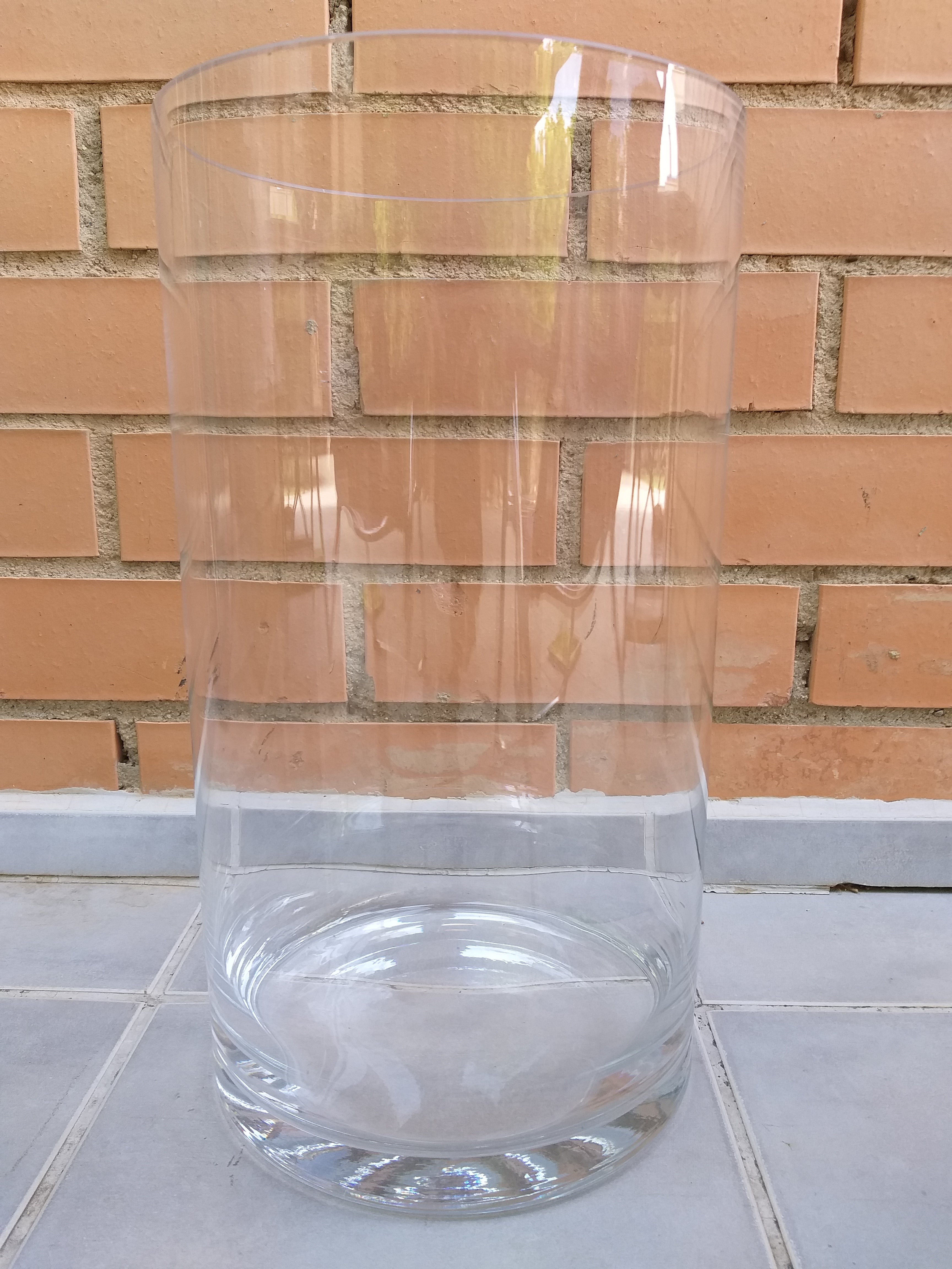Jarrón grande de cristal transparente 35 cm alto – Diseño moderno elegante