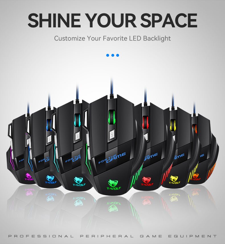 Ratón gaming con cable y Luz RGB