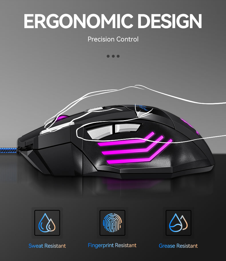 Ratón gaming con cable y Luz RGB