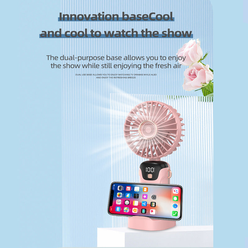 Mini ventilador de mano con pantalla digital