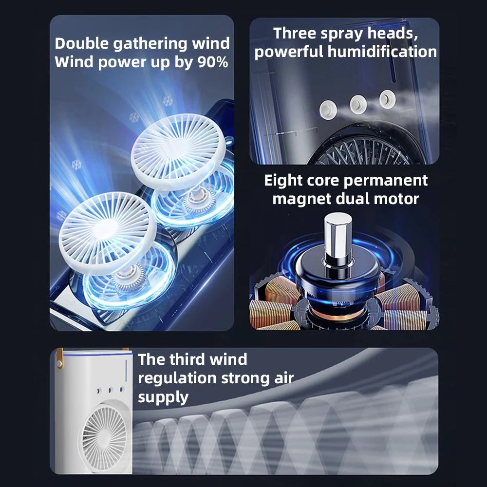 Ventilador torre RGB con doble cabezal luces LED