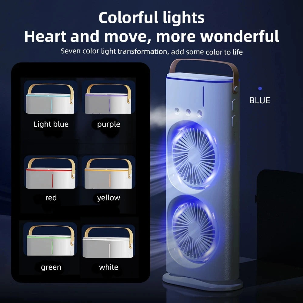 Ventilador torre RGB con doble cabezal luces LED