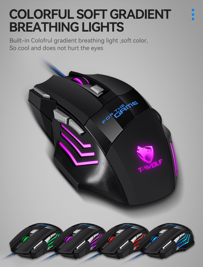 Ratón gaming con cable y Luz RGB