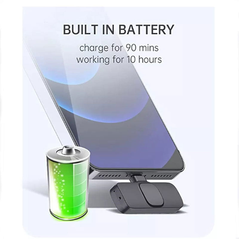 Mini micrófono inalámbrico con 2 adaptadores
