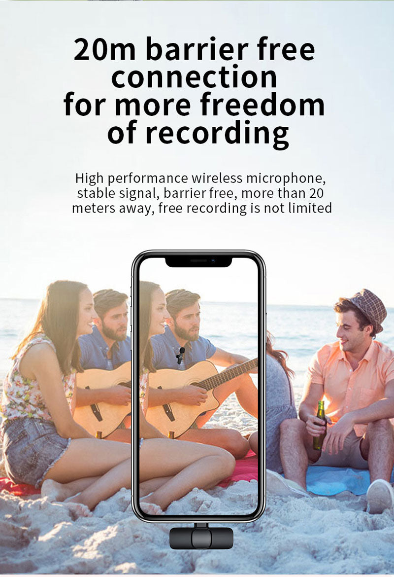 Mini micrófono inalámbrico con 2 adaptadores