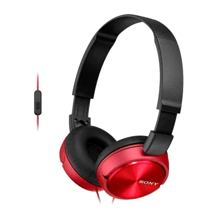 Auriculares Sony MDR-ZX310AP Rojo – Diseño Plegable Giratorio, Micrófono Integrado y Graves Potentes