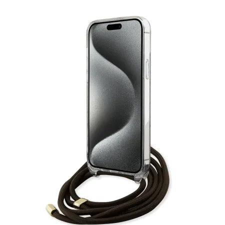 Funda Guess Crossbody para iPhone 15 / 14 / 13 – Colección 4G Print con Cordón – Marrón