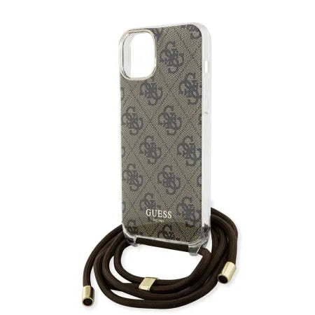 Funda Guess Crossbody para iPhone 15 / 14 / 13 – Colección 4G Print con Cordón – Marrón