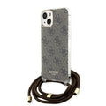 Funda Guess Crossbody para iPhone 15 / 14 / 13 – Colección 4G Print con Cordón – Marrón