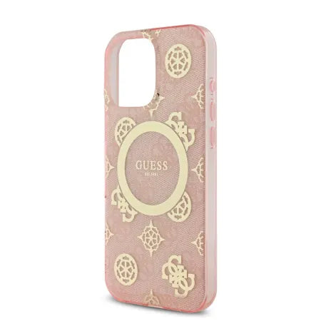 Funda Guess para iPhone 16 Pro Max – Colección Peony on 4G Background – Rosa MagSafe