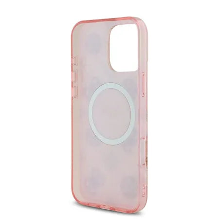 Funda Guess para iPhone 16 Pro Max – Colección Peony on 4G Background – Rosa MagSafe