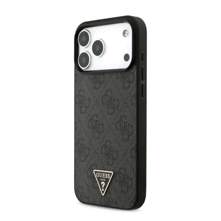 Funda Guess para iPhone 17 Pro – Colección 4G Triangle Logo con Correa de Perlas – Negro MagSafe