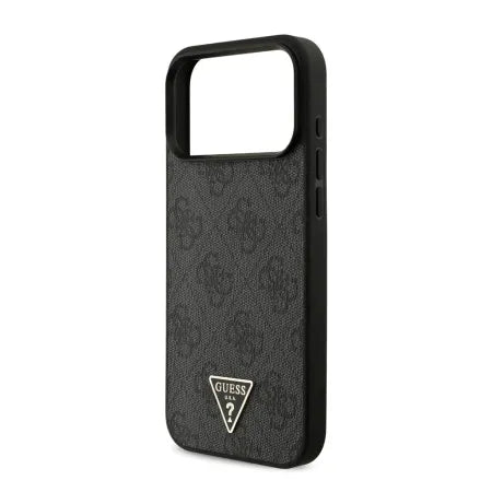 Funda Guess para iPhone 17 Pro – Colección 4G Triangle Logo con Correa de Perlas – Negro MagSafe