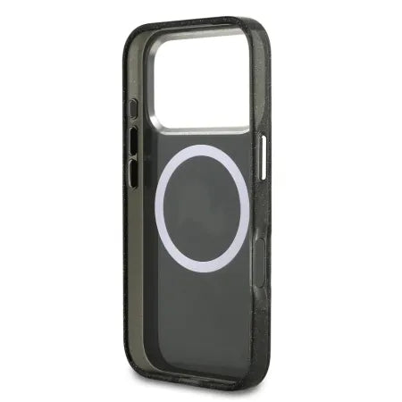 Funda Karl Lagerfeld para iPhone 17 Pro - MagSafe - Black Glitter - K&C Heads Logo