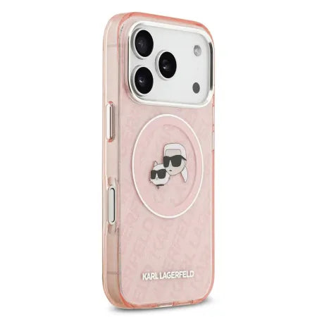 Funda Karl Lagerfeld para iPhone 17 Pro Max - MagSafe - Rosa Glitter - Logo K&C