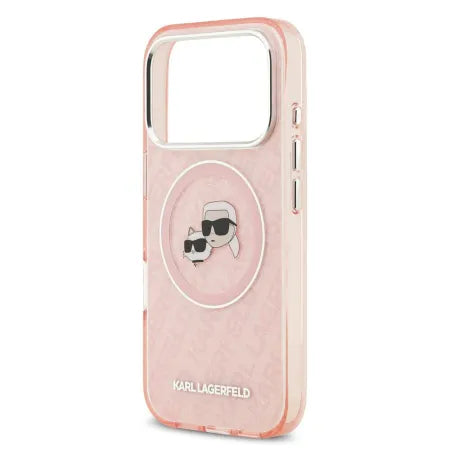 Funda Karl Lagerfeld para iPhone 17 Pro Max - MagSafe - Rosa Glitter - Logo K&C