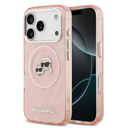 Funda Karl Lagerfeld para iPhone 17 Pro Max - MagSafe - Rosa Glitter - Logo K&C