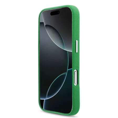 Funda Lacoste Premium para iPhone 17 Pro Max – Estragon Green con Bordes Metálicos y MagSafe