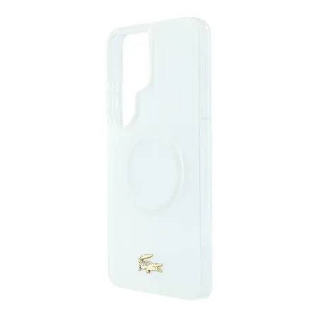 Funda Lacoste Premium para Samsung Galaxy S26 Ultra – Transparente Mate con Borde Dorado y MagSafe