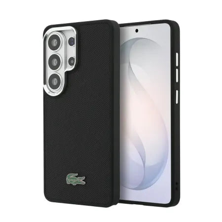 Funda Lacoste Premium para Samsung S26 Ultra - MagSafe - Bordes Metálicos - Petit Pique Negro