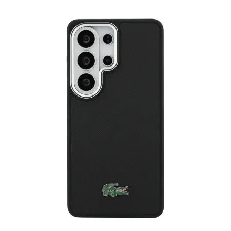 Funda Lacoste Premium para Samsung S26 Ultra - MagSafe - Bordes Metálicos - Petit Pique Negro