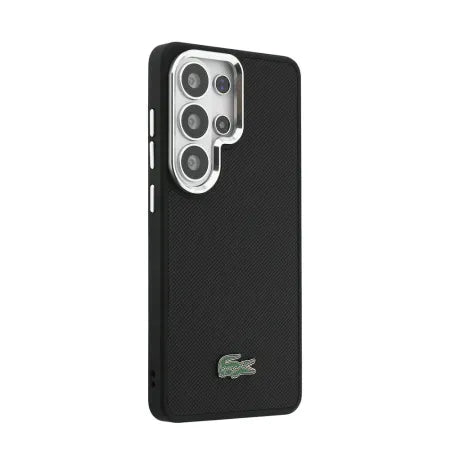 Funda Lacoste Premium para Samsung S26 Ultra - MagSafe - Bordes Metálicos - Petit Pique Negro