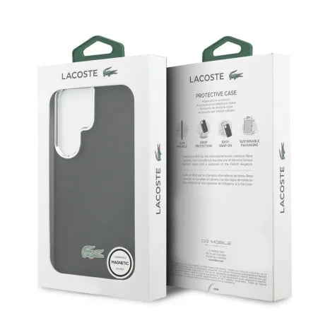 Funda Lacoste Premium para Samsung S26 Ultra - MagSafe - Bordes Metálicos - Petit Pique Negro
