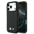Funda Premium BMW para iPhone 17 Pro Max con MagSafe de Kevlar y Logotipos Metálicos – Negro