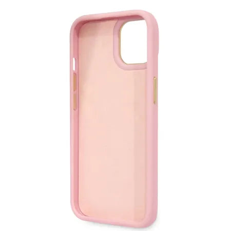 Funda Rígida Guess para iPhone 14 / 13 – Colección Croco con Botones Metálicos – Rosa