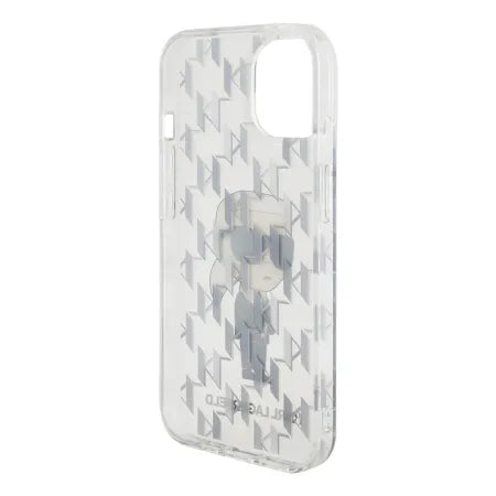 Funda Rígida Karl Lagerfeld para iPhone 15 - Transparente Ikonik Monogram Blanco