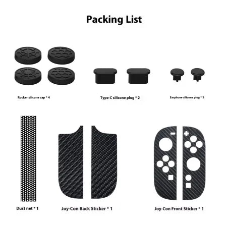 Kit de Protectores de Fibra de Carbono para Nintendo Switch 2 con Tapones y Stick Caps – REF: GP-370