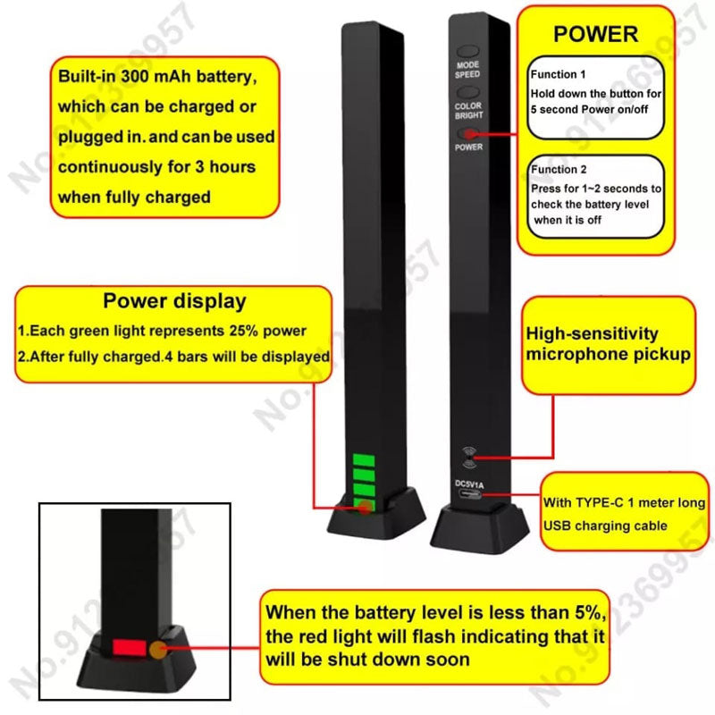 Tira de led inalámbrica con control de sonido