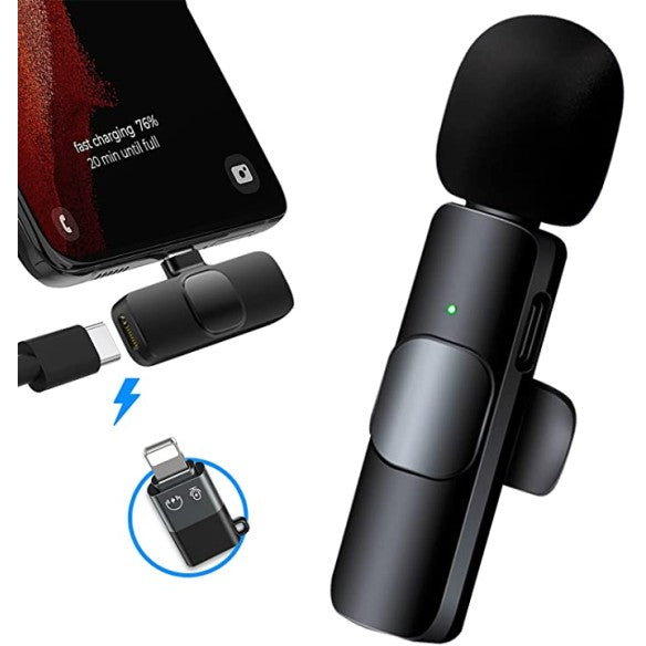 Mini micrófono inalámbrico con 2 adaptadores