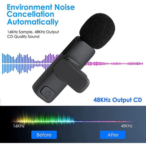Mini micrófono inalámbrico con 2 adaptadores