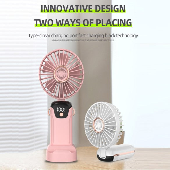 Mini ventilador de mano con pantalla digital