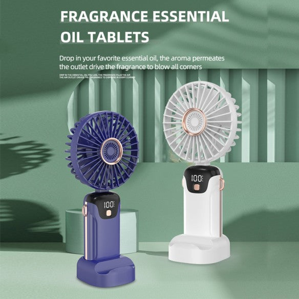 Mini ventilador de mano con pantalla digital