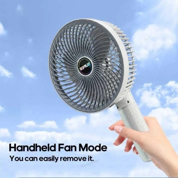 Ventilador de mano con pinza. Silencioso, 360 grados.