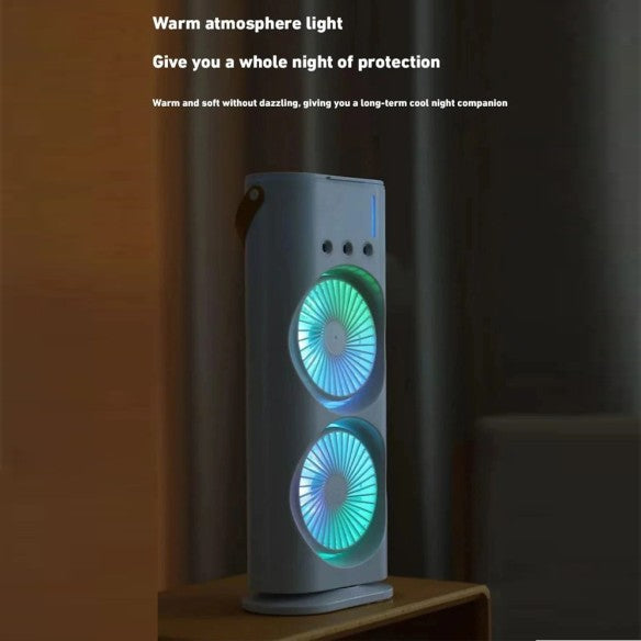 Ventilador torre RGB con doble cabezal luces LED