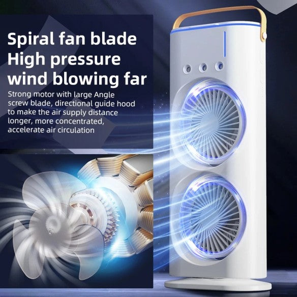 Ventilador torre RGB con doble cabezal luces LED